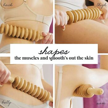 Rouleau de massage en bois Tuuli Disk, rouleau corporel multifonctionnel pour la cellulite, la tension musculaire et le soutien de la santé de la peau, brosse d'outil de massage naturel 9