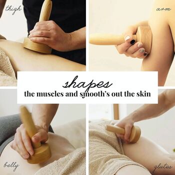 Tuuli Tasse de massage en bois, masseur multifonctionnel de thérapie par ventouses pour le corps, aide à soulager la tension musculaire et à soutenir la santé de la peau, brosse naturelle pour outil de massage corporel 9