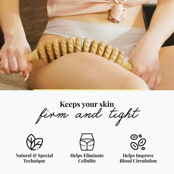 Tuuli Flexi Rouleau de massage en bois, brosse multifonctionnelle pour le corps, pour la cellulite, la tension musculaire et le soutien de la santé de la peau, masseur naturel 11