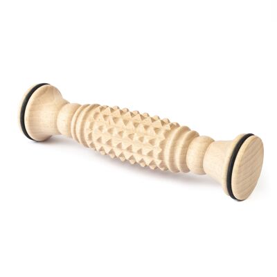 Tuuli Masajeador de pies de madera, rodillo muscular ranurado, ayuda a aliviar la tensión muscular, apoya la circulación sanguínea, herramienta de masaje de terapia de madera natural, 8 x 12 pulgadas