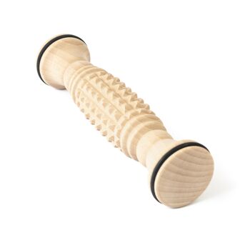 Tuuli Masseur de pieds en bois, rouleau musculaire rainuré, aide à soulager la tension musculaire, soutient la circulation sanguine, outil de massage thérapeutique en bois naturel, 8 x 12 pouces 4