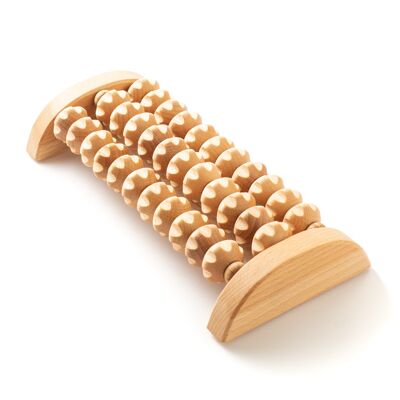 Tuuli Accessories - Wooden Foot Massager, Grooved Muscle Roller, Helps Ease Muscle Tension, Supports Blood Circulation, Natural Wood Therapy Massage Tool, 26 x 12 cm