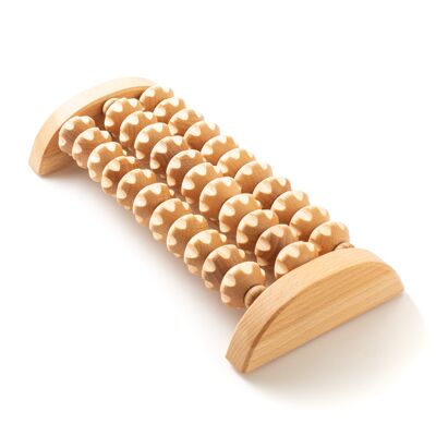 Tuuli Accessories - Masseur de pieds en bois, rouleau musculaire rainuré, aide à soulager les tensions musculaires, soutient la circulation sanguine, outil de massage thérapeutique en bois naturel, 26 x 12 cm