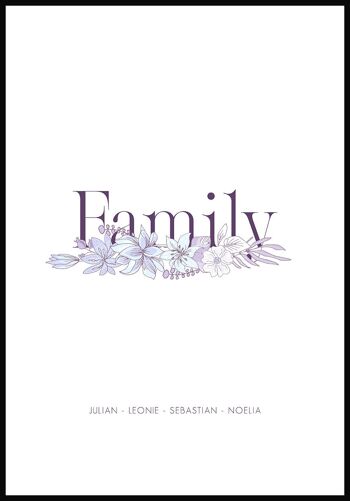 Affiche Famille Personnalisable Fleurs - 21 x 30 cm 1