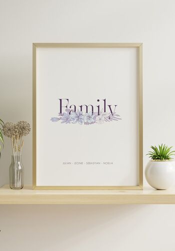 Affiche Famille Personnalisable Fleurs - 21 x 30 cm 2