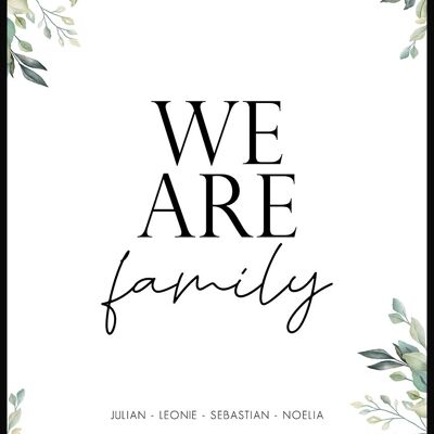 Affiche personnalisée We are family à l'eucalyptus - 30 x 40 cm