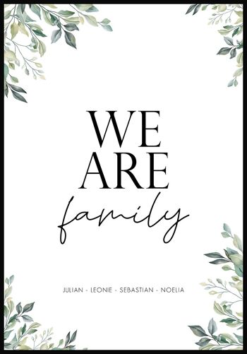 Affiche personnalisée We are family à l'eucalyptus - 30 x 40 cm 1