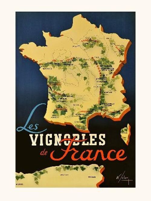 Les vignobles de France - 40x50
