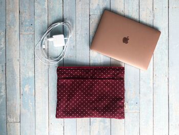 Mallette pour ordinateur portable en tissu à pois. Sacoche pour ordinateur portable à pois rouges pour Macbook Air 13", Macbook Pro 13" 2018-2020 3