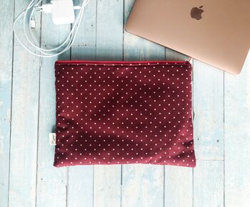 Mallette pour ordinateur portable en tissu à pois. Sacoche pour ordinateur portable à pois rouges pour Macbook Air 13", Macbook Pro 13" 2018-2020 4