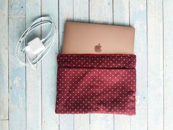 Mallette pour ordinateur portable en tissu à pois. Sacoche pour ordinateur portable à pois rouges pour Macbook Air 13", Macbook Pro 13" 2018-2020 7