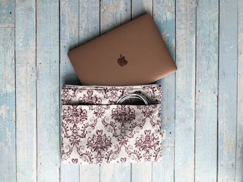 Damask fabric laptop case. Red damask Laptop bag for 2018-2020 Macbook Air 13", Macbook Pro 13"