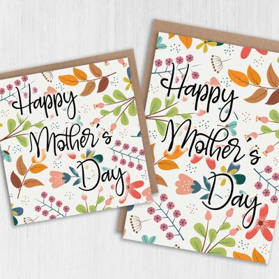 Tarjeta floral del día de la madre: feliz día de la madre