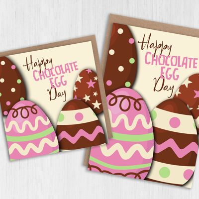 Divertida tarjeta de Pascua: feliz día del huevo de chocolate