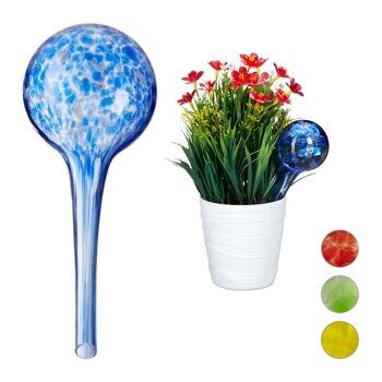 Boules à Eau en Verre pour Plantes - Lot de 4 - Bleu - Système d'Arrosage Automatique 1