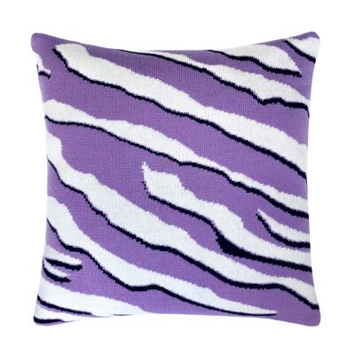 Cuscino in maglia di lana e cashmere Wild Tiger lilla