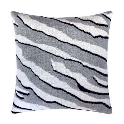 Wild Tiger Wool & Cashmere Knitted Cushion Grey