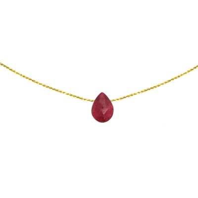 Collar de rubíes | collar de minerales | collar de piedras | joya de litoterapia | 14k lleno de oro