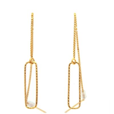 Boucles d'oreilles rectangle diamante | boucles d'oreilles or | bijou or | or gold filled 14k