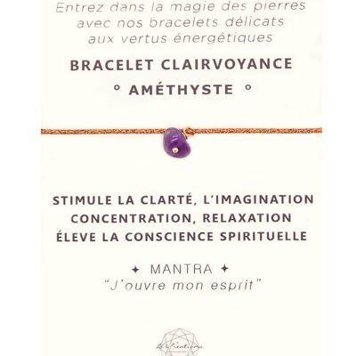 Bracciale con ametista Claivoyance | braccialetto energetico | braccialetto di pietra | gioiello della litoterapia | Riempito in oro 14k