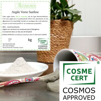 Superfine Green Clay 2.5 kg COSMOS for bulk with labels