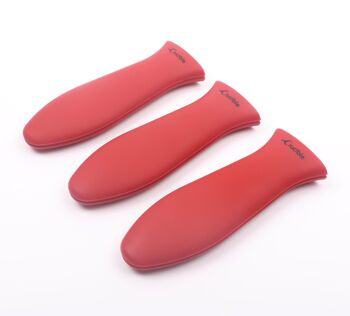 Support de poignée chauffante en silicone, manique (rouge extra large) pour poêles, poêles, poêles et plaques chauffantes en fonte 9