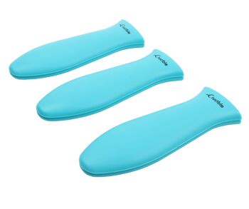 Support de poignée chauffante en silicone, manique (petite turquoise) pour poêles, poêles, poêles à frire et plaques chauffantes en fonte 6