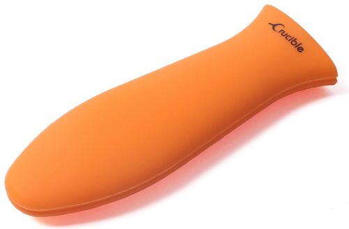 Silicone Hot Handle Holder, Potholder (Small Orange) for Cast Iron Skillets, Pans, Frying Pans & Griddles