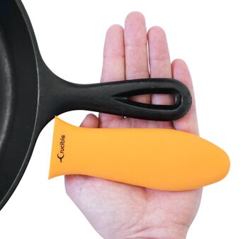 Support de poignée chauffante en silicone, manique (petite orange) pour poêles, poêles, poêles à frire et plaques chauffantes en fonte 4