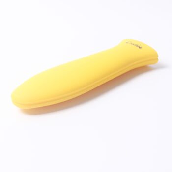 Support de poignée chauffante en silicone, manique (petit jaune) pour poêles, poêles, poêles à frire et plaques chauffantes en fonte 3