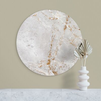 Wall circle light gray marble amber/gold marble - 60 cm - wall circle