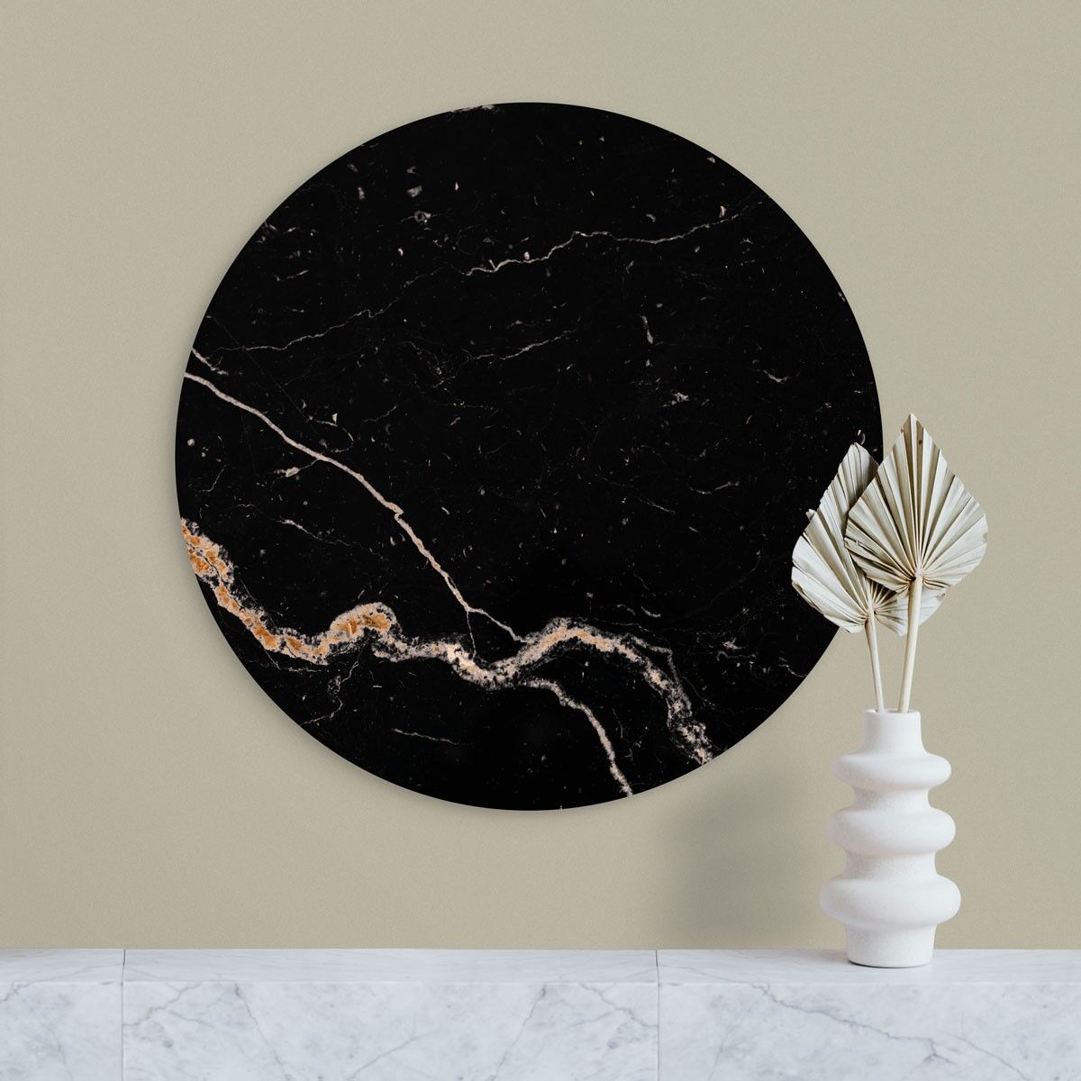 Cerchio da parete Marmo Nero Ambra/Oro - 45 cm - Cerchio da parete