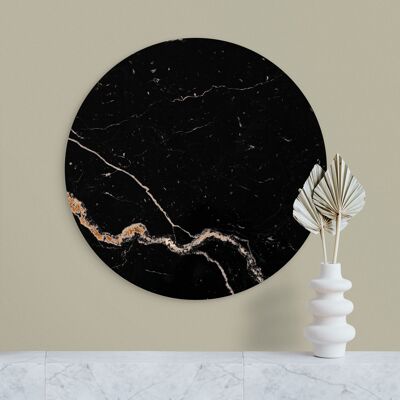 Cercle mural marbre noir ambre/or - 60 cm - cercle mural