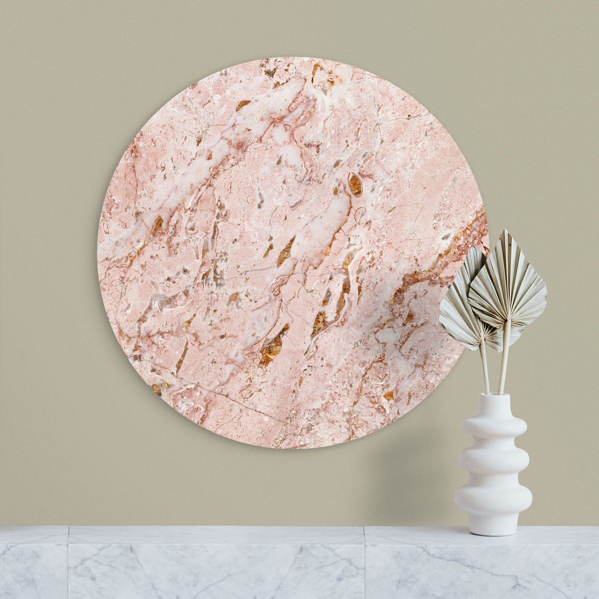 Buy wholesale Wall Circle Pink Marble Amber Gold wall circle