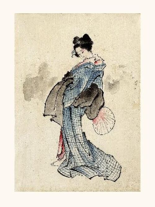 Hokusaï Dessin de Femme - 24x30