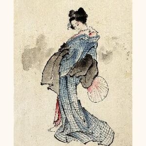 Hokusaï Dessin de Femme - 30x40