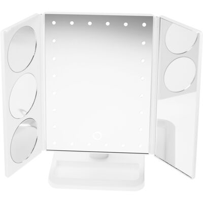 Specchio orientabile bianco con 24 luci LED (dimmerabili)