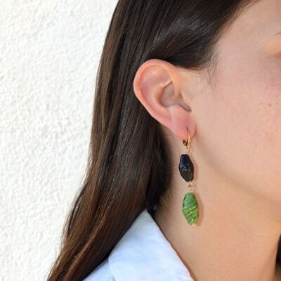 Light ceramic earrings Filipa green and black