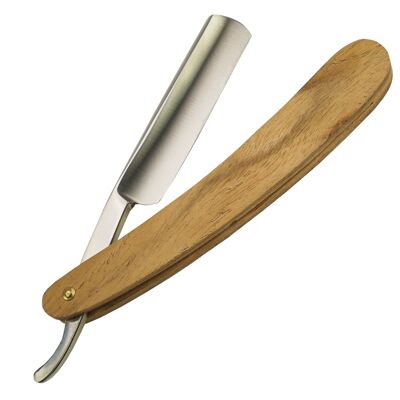 Rasiermesser Stahl mit Rosen-Holzschale, Länge 16,5/25 cm
