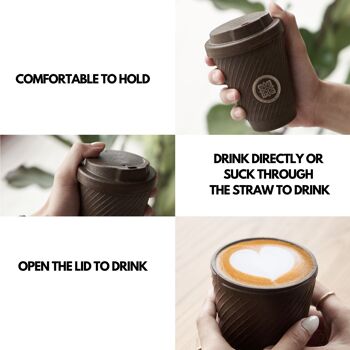 Funk My World Coffee Tasse à café bio-composite en grains – Durable et réutilisable Passe au micro-ondes et au lave-vaisselle, non toxique – Sans BPA, 12 oz (340 ml) 4