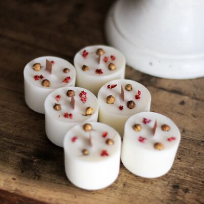 Flowery scented votive candle - Red & Natural
