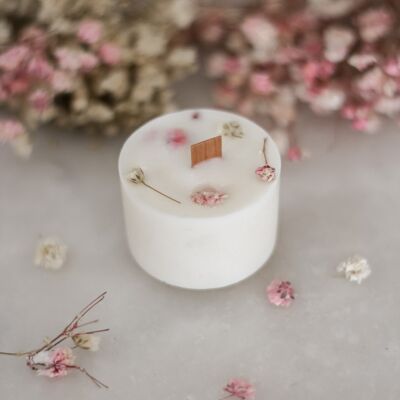 Petite votive fleurie - Rose & Blanc