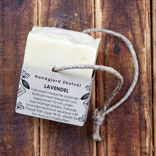 Eco Soap Lavender 170 g on hemp rope