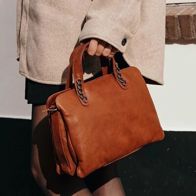 Handbag chain brown Leatherdesign