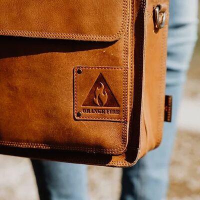 Borsa per laptop Twinner di Orange Fire - Cognac