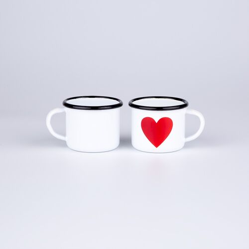 0,15l Enamel Espresso Mug with hearts | LOVE