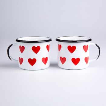 Tasse à café en émail 0,35 l avec cœurs | AMOUR 4