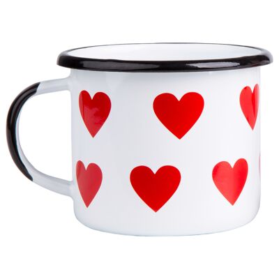 0,35l Enamel Coffee Mug with Hearts | LOVE