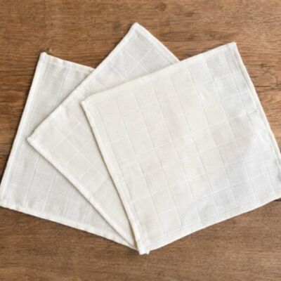 Set of 3 washable organic cotton handkerchiefs