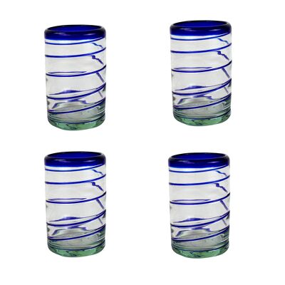 Glasses set of 4 spiral wide blue